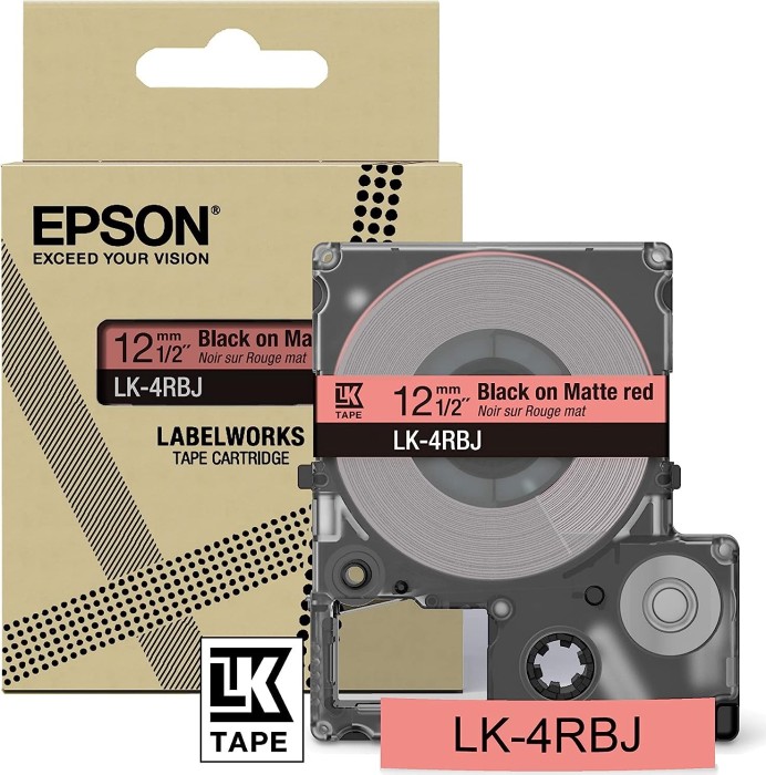 Epson LK-4RBJ Beschriftungsband, 12mm, schwarz/mattrot (C53S672071)