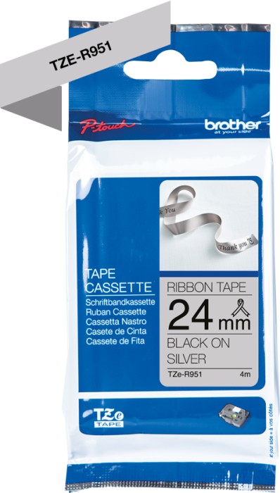 Brother TZe-R951 Beschriftungsband, 24mm, schwarz/silber (TZER951)