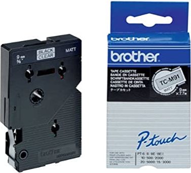 Brother TC-M91 Beschriftungsband, 9mm, schwarz/transparent (TCM91)