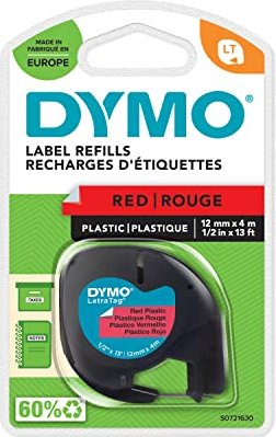 Dymo LetraTag Beschriftungsband, 12mm, schwarz/rot (91203 / S0721630)
