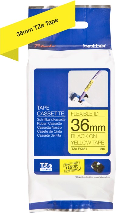 Brother TZe-FX661 Beschriftungsband, 36mm, schwarz/gelb (TZEFX661)