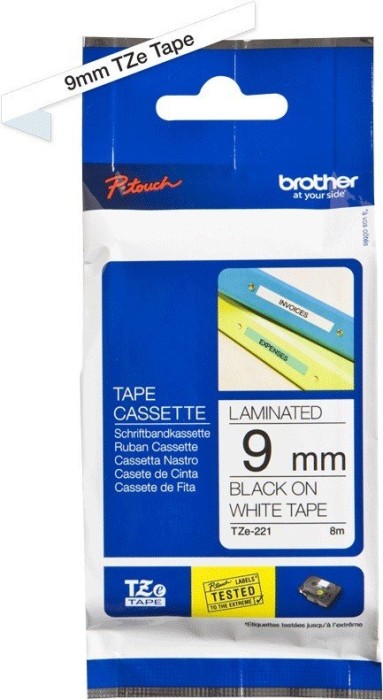Brother TZe-221 Beschriftungsband, 9mm, schwarz/weiß (TZE221)