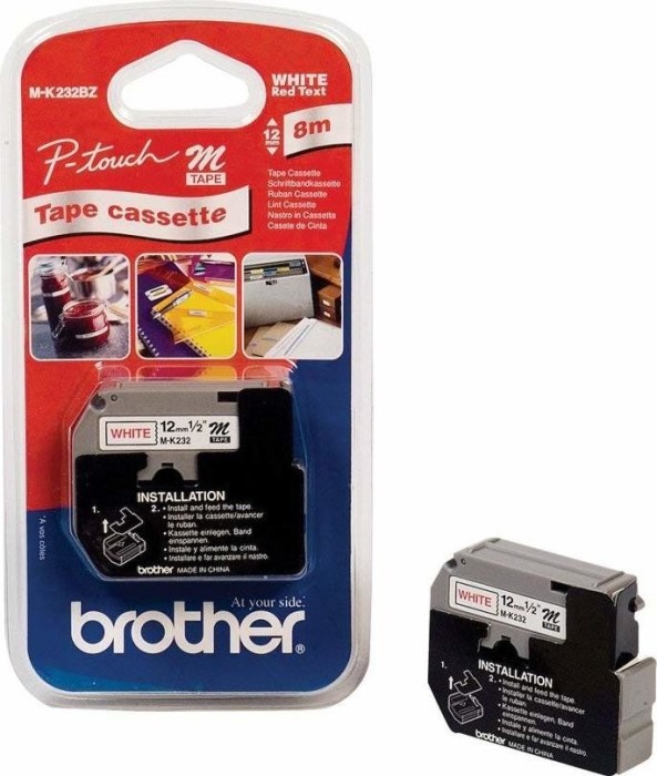 Brother M-K232BZ Beschriftungsband, 12mm, rot/weiß (MK232BZ)