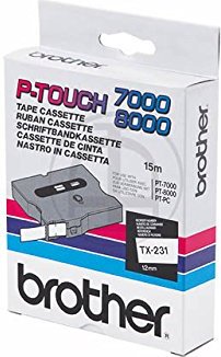Brother TX-231 Beschriftungsband, 12mm, schwarz/weiß (TX231)