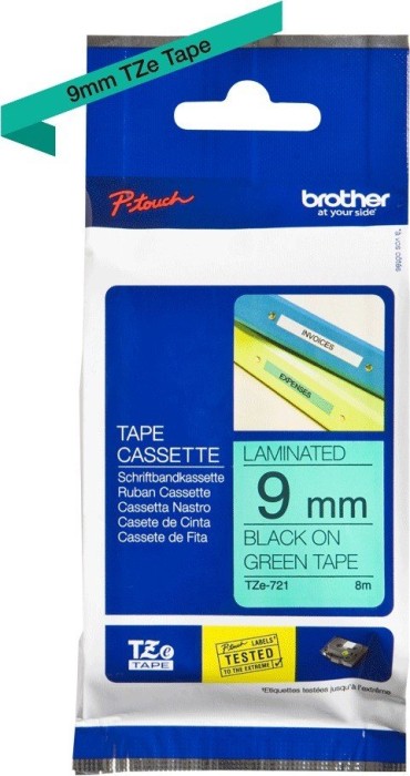 Brother TZe-721 Beschriftungsband, 9mm, grün/schwarz (TZE721)