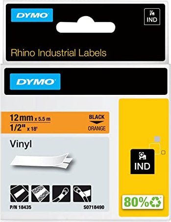 Dymo ID1 Industrial Rhino Pro Beschriftungsband, 12mm, schwarz/orange (18435 / S0718490)