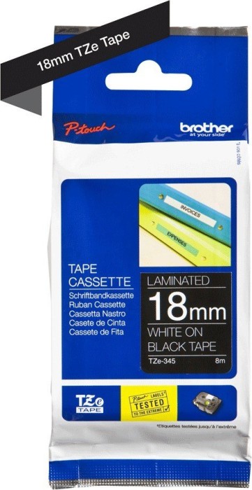 Brother TZe-345 Beschriftungsband, 18mm, weiß/schwarz (TZE345)