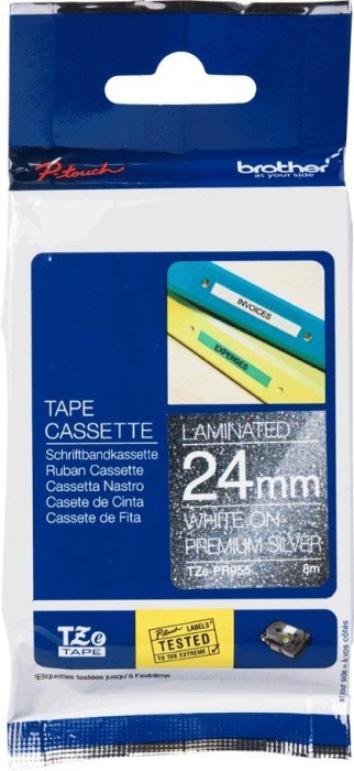 Brother TZe-PR955 Beschriftungsband, 24mm, weiß/Glitter silber (TZEPR955)