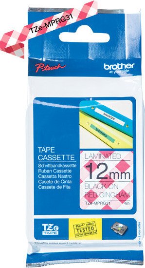 Brother TZe-MPRG31 Beschriftungsband, 12mm, schwarz/rot (Muster) (TZEMPRG31)