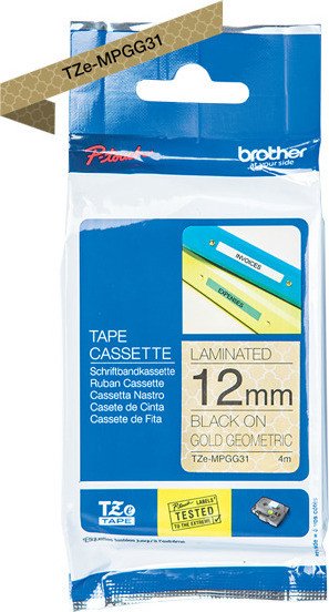 Brother TZe-MPPGG31 Beschriftungsband, 12mm, schwarz/gold (Muster) (TZEMPPGG31)