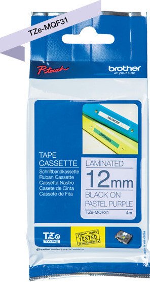 Brother TZe-MQF31 Beschriftungsband, 12mm, schwarz/pastellviolett (TZEMQF31)