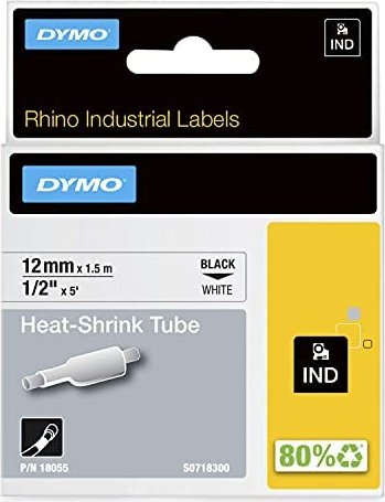 Dymo IND Schrumpfschlauch, 19mm, schwarz/weiß (S0718330 / 18057)