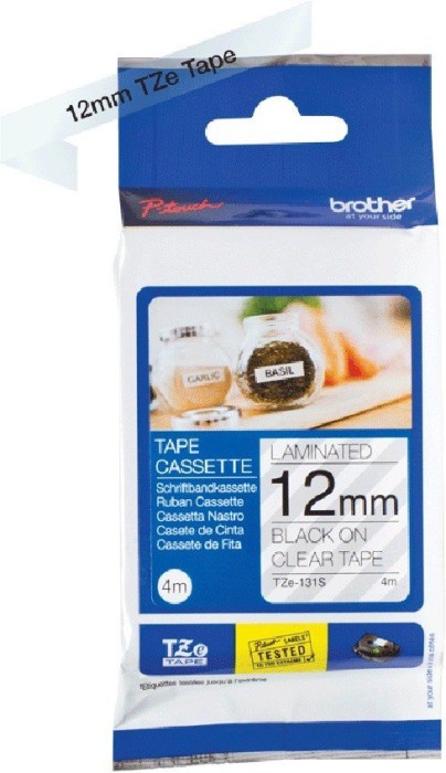 Brother TZe-131S Beschriftungsband, 12mm, schwarz/transparent (TZE131S)