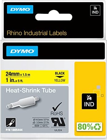 Dymo IND Schrumpfschlauch, 12mm, schwarz/gelb (S0718310 / 18056)