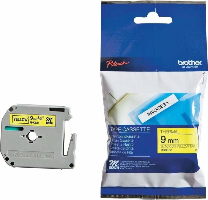 Brother M-K621BZ Beschriftungsband, 9mm, schwarz/gelb (MK621BZ)