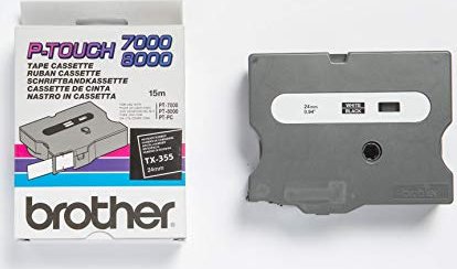 Brother TX-355 Beschriftungsband, 24mm, weiß/schwarz (TX355)