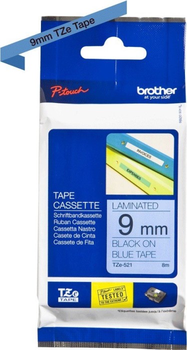 Brother TZe-521 Beschriftungsband, 9mm, schwarz/blau (TZE521)