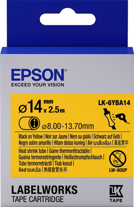 Epson LK-6YBA14 Schrumpfschlauch, 14mm, schwarz/gelb (C53S656905)