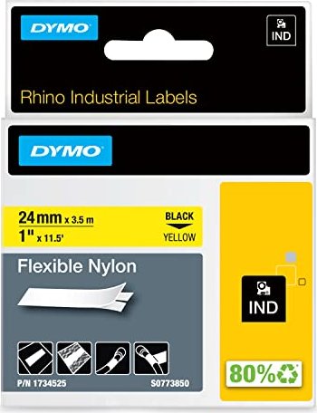 Dymo ID1 Flexible Industrial Rhino Pro Beschriftungsband, 24mm, schwarz/gelb (1734524 / S0773850)