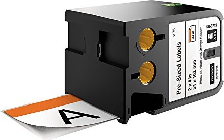 Dymo XTL Sicherheitsetiketten, 51x102mm, schwarz/weiß, orange Kopfzeile (1868713)