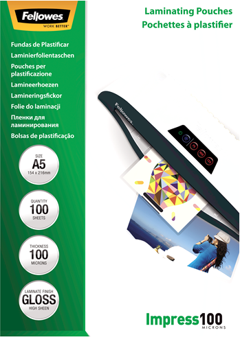 Fellowes Laminierfolien, A5, 2x 100µm, glänzend, 100 Stück (5351002)