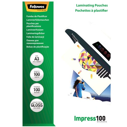 Fellowes Laminierfolien, A3, 2x 100µm, glänzend, 100 Stück (5351205)
