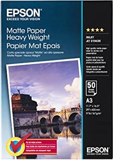 Epson Heavyweight Matt Fotopapier matt weiß, A3, 167g/m², 50 Blatt (S041261)