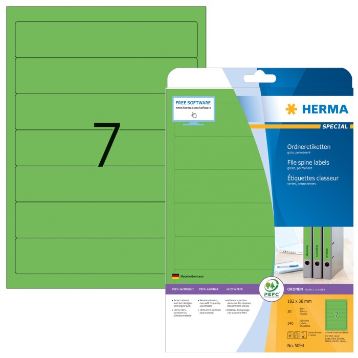 Herma Ordneretiketten, 192x34mm, grün, 20 Blatt (5094)