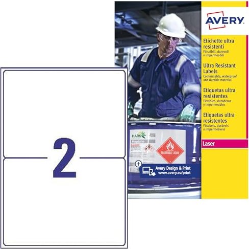 Avery-Zweckform Folienetiketten ultra resistent, 210x148mm, wetterfest, weiß, 10 Blatt (L7916-10)