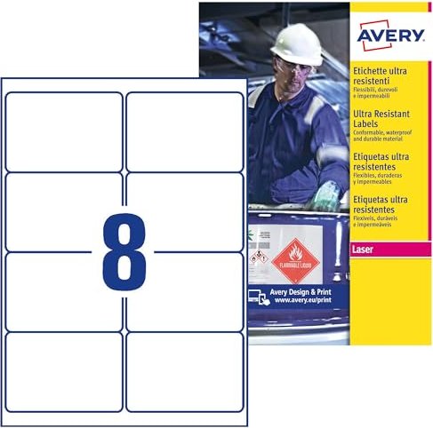 Avery-Zweckform Folienetiketten ultra resistent, 92.1x67.7mm, wetterfest, weiß, 10 Blatt (L7914-10)