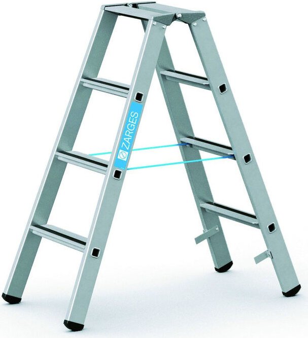 Zarges Saferstep B Alu 2-tlg. gebördelt Stehleiter 2x 4 Stufen (41304)