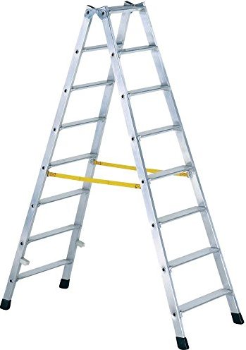Zarges Z300 Alu 2-tlg. gebördelt Stehleiter 2x 4 Stufen (42464)