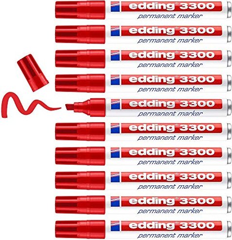 edding 3300 Permanentmarker rot, 10er-Pack (3300-002#10)