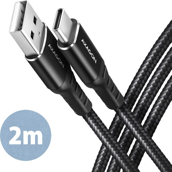 AXAGON USB adapter cable, HQ, USB 2.0, 480Mb/s, USB-A 2.0 [plug] to USB-C [plug], adapter cable, 2m (BUCM-AM20AB)