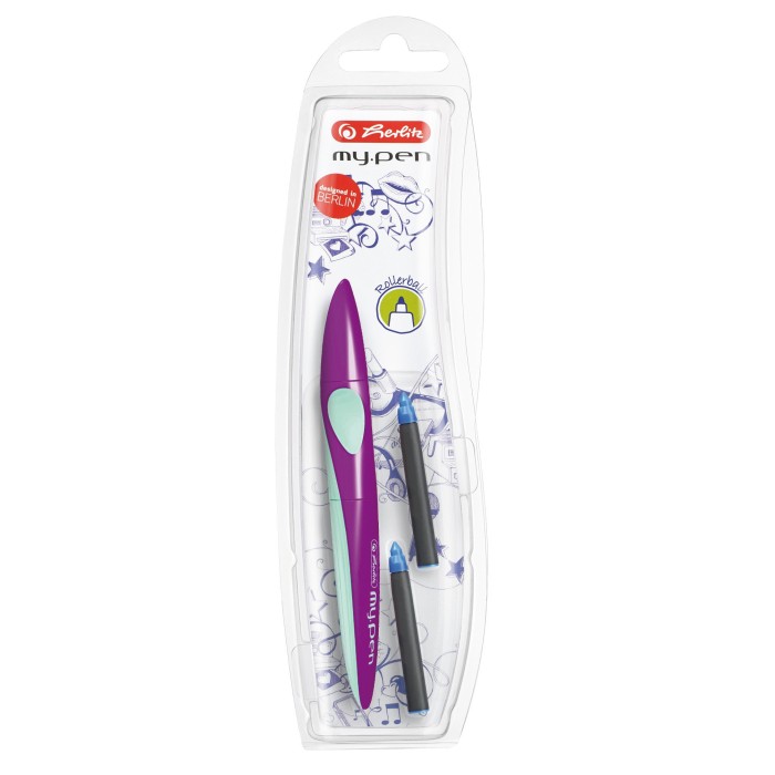 Herlitz my.pen style lilac/mint blister box, ink roller (11377256)