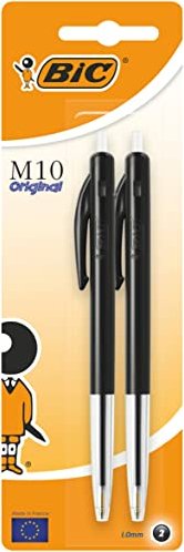 BIC M10 Original 0.4mm Kugelschreiber schwarz/transparent, 2er-Pack, Blister (802063)
