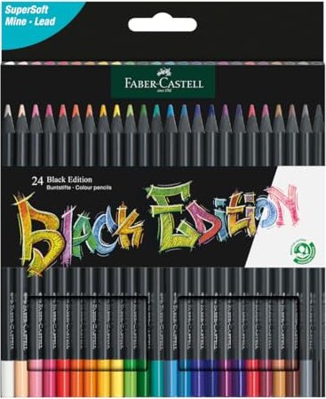 Faber-Castell Black Edition Buntstift sortiert, 24er-Set, Kartonetui (116424)