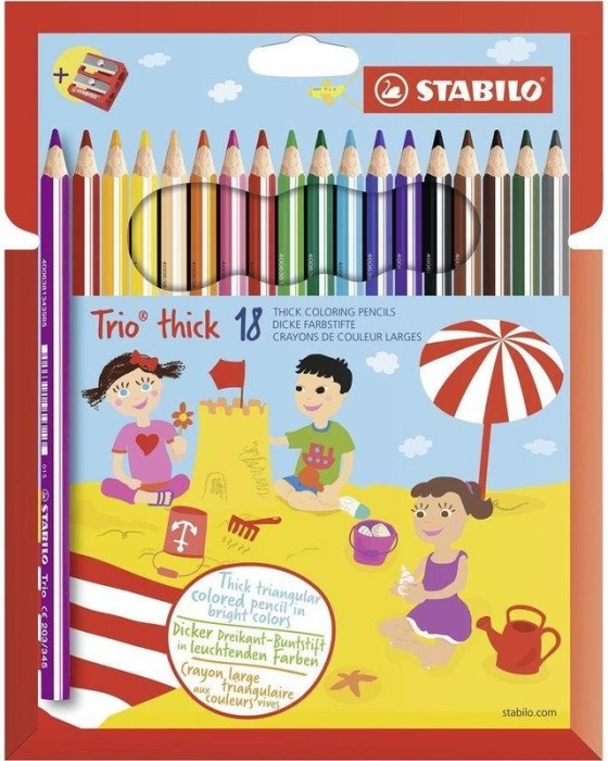 STABILO Trio thick Buntstift sortiert, 18er-Set, Kartonbox, Anspitzer (203/2-18)