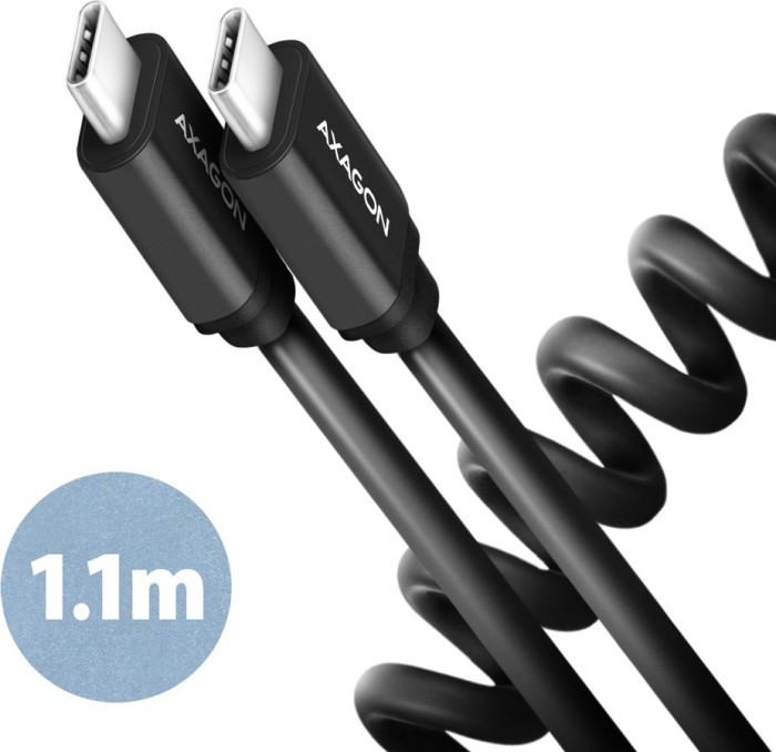 AXAGON USB-C Kabel, Twister, USB 2.0, 480Mb/s, 60W PD, USB-C [Stecker] auf USB-C [Stecker], 1.1m (BUCM-CM20TB)