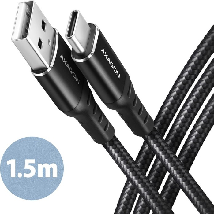 AXAGON USB adapter cable, HQ, USB 2.0, 480Mb/s, USB-A 2.0 [plug] to USB-C [plug], adapter cable, 1.5m (BUCM-AM15AB)