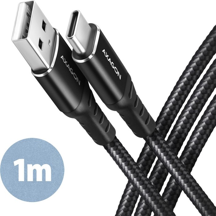 AXAGON USB adapter cable, HQ, USB 2.0, 480Mb/s, USB-A 2.0 [plug] to USB-C [plug], adapter cable, 1m (BUCM-AM10AB)