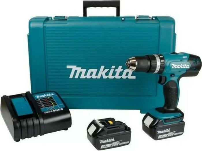 Makita DHP453SFE cordless combi drill incl. case + 2 Batteries 3.0Ah