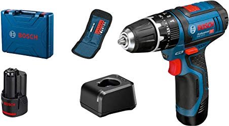 Bosch Professional GSR 12V-15 cordless screw driller incl. case + 2 Batteries 2.0Ah + Accessories (06019B690J)