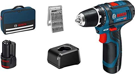 Bosch Professional GSR 12V-15 cordless screw driller incl. bag + 2 Batteries 2.0Ah + Accessories (060186810H)