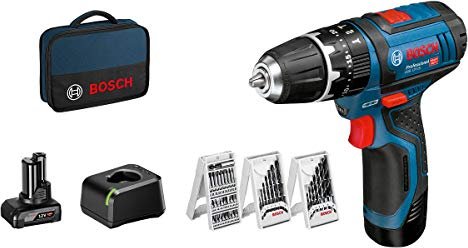 Bosch Professional GSB 12V-15 cordless combi drill incl. 2 Batteries 2.0/4.0Ah + Accessories (06019B690G)
