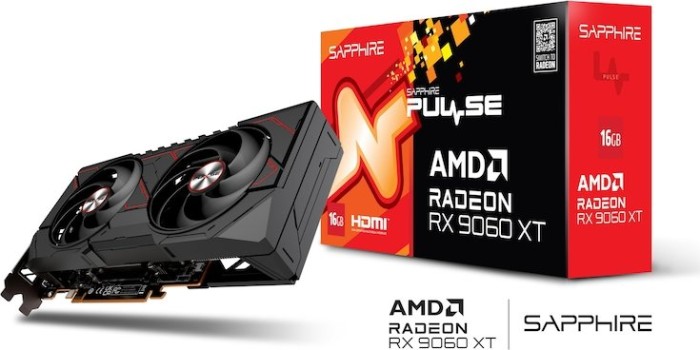 Sapphire Pulse Radeon RX 9060 XT, 16GB GDDR6, 2x HDMI, DP, lite retail (11350-03-20G)