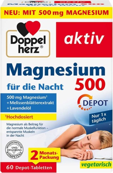 Doppelherz akitv Magnesium 500 für die Nacht Tabletten, 60 Stück