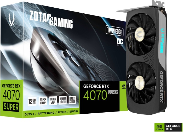 Zotac Gaming GeForce RTX 4070 SUPER Twin Edge OC, 12GB GDDR6X, HDMI, 3x DP (ZT-D40720H-10M)