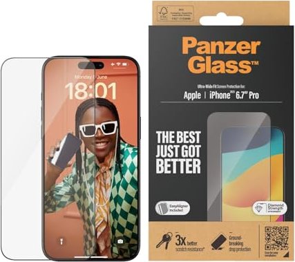 PanzerGlass ultra wide Fit with EasyAligner for Apple iPhone 15 Pro Max (2812)