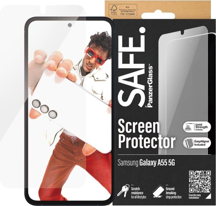 PanzerGlass Safe Screen Protector ultra wide Fit with EasyAligner for Samsung Galaxy A55 5G (SAFE95687)